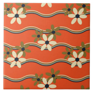 retro fun floral pattern ceramic tile