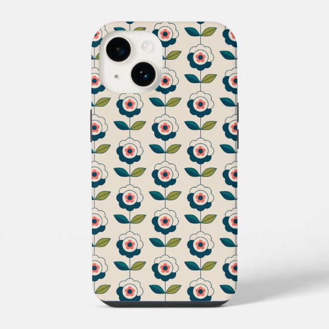 Retro Fun Garden Flower Pattern iPhone Case (Back)