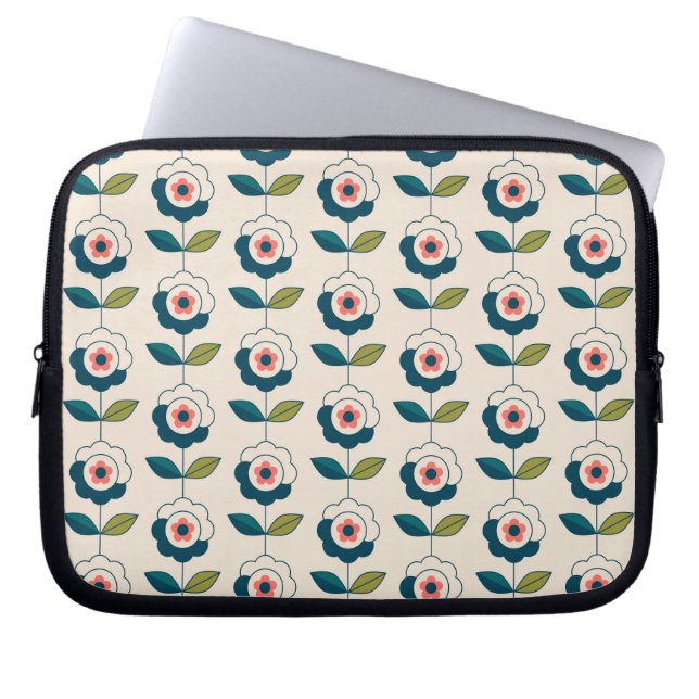 Retro Fun Garden Flower Pattern Laptop Sleeve (Front)