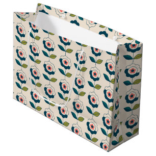 Retro Fun Garden Flower Pattern Large Gift Bag