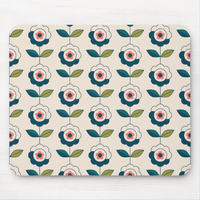 Retro Fun Garden Flower Pattern Mouse Mat (Front)