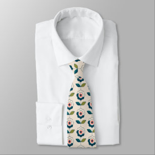 Retro Fun Garden Flower Pattern Tie