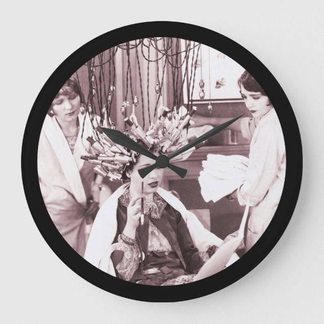 Retro Fun Hair Salon Large Clock (Front)