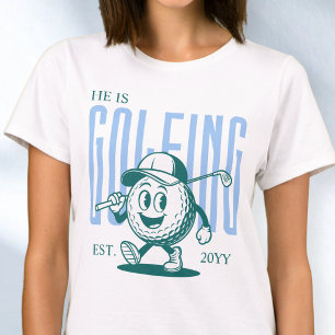 Retro Fun Humour Blue Personalised Golf Wife T-Shirt