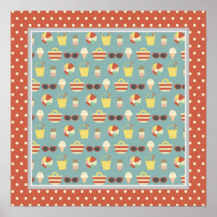 Retro Fun In The Sun Beach Square Poster