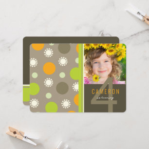 Retro Fun Polka Dots Photo Kid's Birthday Party Invitation