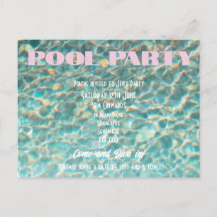 Retro Fun Pool Party Invitation Postcard