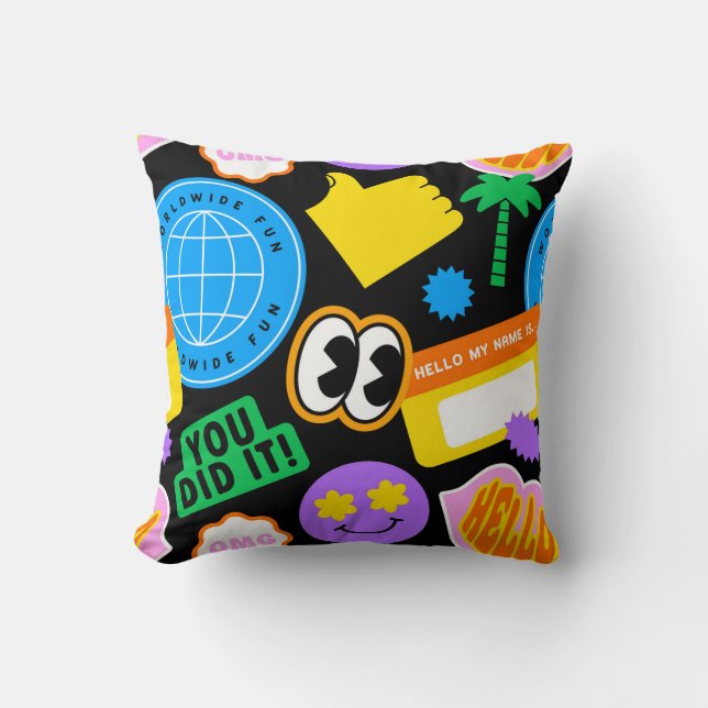 Retro Fun Throw Pillow (Front)