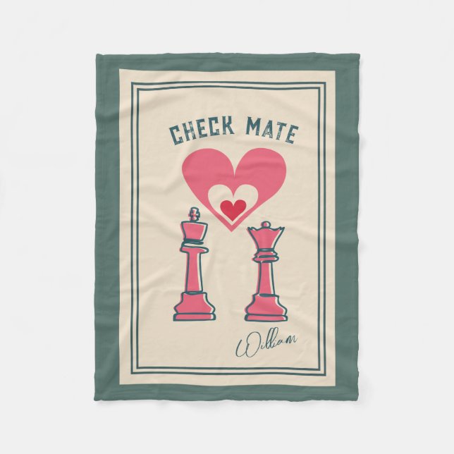 Retro Fun Valentine's Day gifts Checkmate Chess  Fleece Blanket (Front)