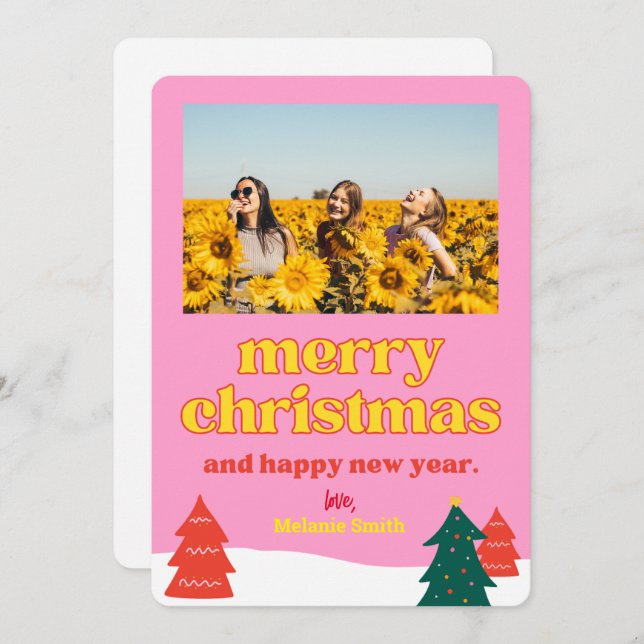 Retro Fun Vibe Christmas Greeting Card (Front/Back)
