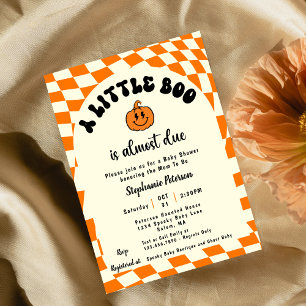 Retro Fun Wavy Chequered A Little Boo Baby Shower Invitation