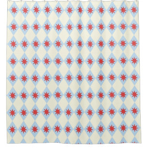 Retro Funhaus Circus Star Diamond Shower Curtain