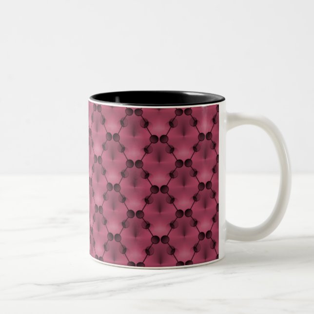 Retro Funk Circles Mug, Deep Pink Two-Tone Coffee Mug (Right)