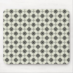 Retro Funk Geometric Mousepad, Black and Ivory Mouse Mat