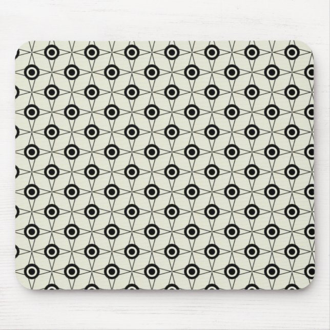 Retro Funk Geometric Mousepad, Black and Ivory Mouse Mat (Front)