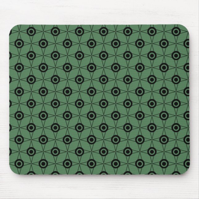 Retro Funk Geometric Mousepad, Clover Green Mouse Mat (Front)