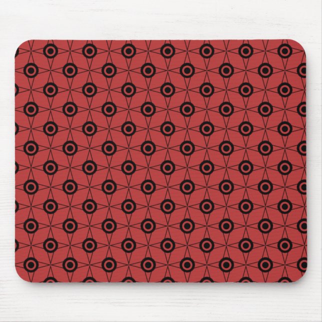 Retro Funk Geometric Mousepad, Red Mouse Mat (Front)