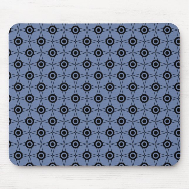 Retro Funk Geometric Mousepad, Soft Blue Mouse Mat (Front)