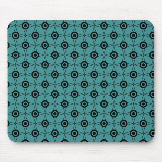 Retro Funk Geometric Mousepad, Teal Mouse Mat (Front)