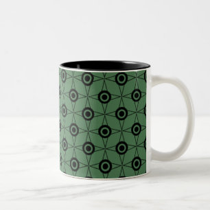 Retro Funk Geometric Mug, Clover Green Two-Tone Coffee Mug