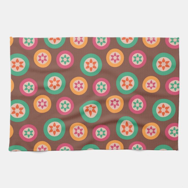 Retro Funky 70s Pattern Tea Towel (Horizontal)