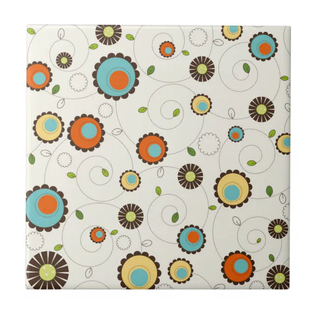 Retro Funky 70s Pattern Tile | Zazzle