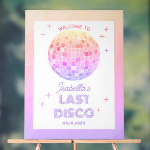 Retro Funky 70s Pink Disco Bachelorette Welcome Acrylic Sign