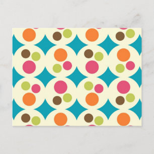 Retro Funky 70s Polka Dot Pattern Postcard