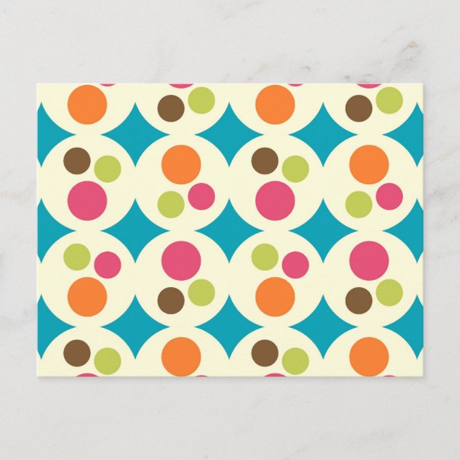 Retro Funky 70s Polka Dot Pattern Postcard (Front)
