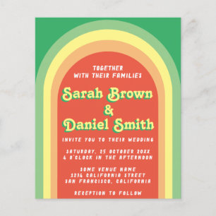 Retro Funky Arch Green Budget Wedding Invitation