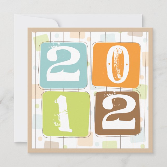 Retro Funky Block New Years Eve Party Invitation (Front)