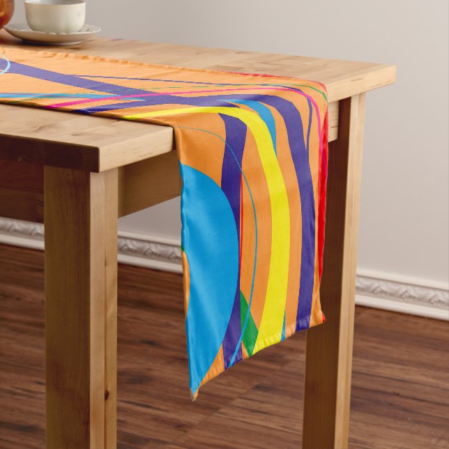 Retro Funky Circle Design Short Table Runner (In Situ)