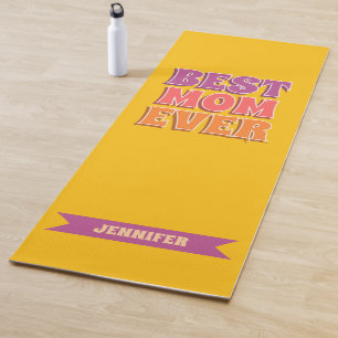 Retro Funky Colourful Best Mum Ever Custom Name  Yoga Mat
