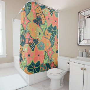 Retro Funky Colourful Flower Pattern Shower Curtain