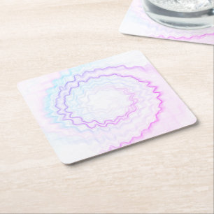 Retro funky colourful swirl tie dye pattern party square paper coaster