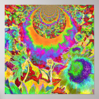 Retro funky fun colourful sunflower painting 