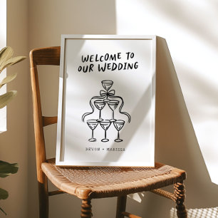 Retro Funky Fun Illustrated Wedding Welcome Sign