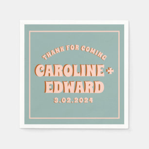 Retro Funky Groovy Colourful Pink Wedding Napkin