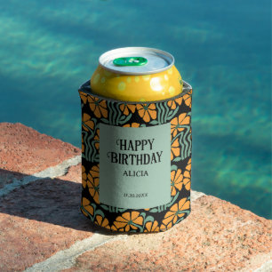 Retro Funky Groovy Daisy Birthday Can Cooler
