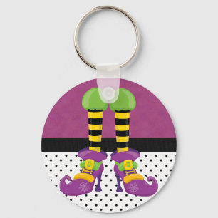 Retro Funky Halloween Witch Shoes Key Ring