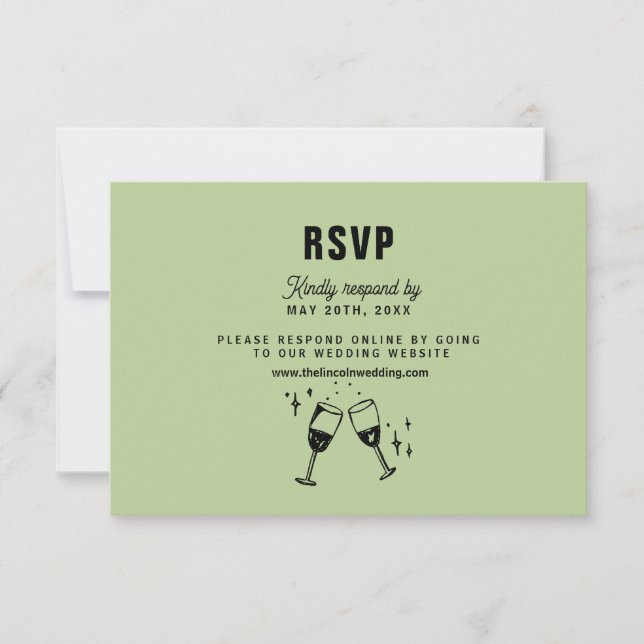 Retro Funky Modern Wedding RSVP Card (Front)