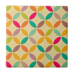 Retro funky multi 70's colour pattern hipster chic tile