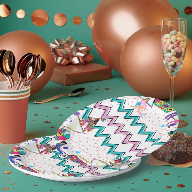 Retro Funky  Paper Plate (Multi)
