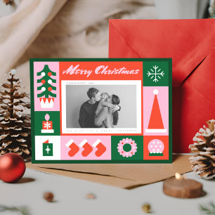 Retro Funky Photo Christmas  Holiday Card