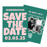 Retro Funky Pink Green  Save the Date QR code<br><div class="desc">Retro Funky Pink GREEN Save the Date</div>