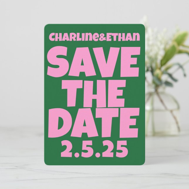 Retro Funky Pink Green  Save the Date QR code (Creator Uploaded)