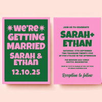 Retro Funky Pink Green Wedding