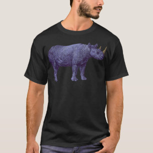 Retro Funky Purple Spirit Animal Rhinoceros Lover T-Shirt