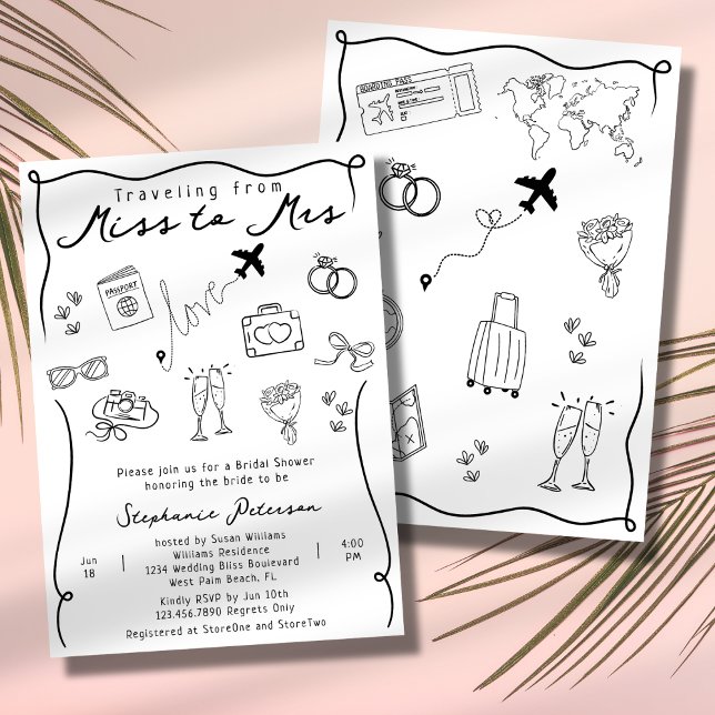 Retro Funky Whimsical Miss to Mrs Bridal Shower Invitation (Creator Uploaded)
