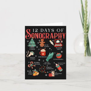 Retro Funny 12 Days Of Sonography Ultrasound Tech Card